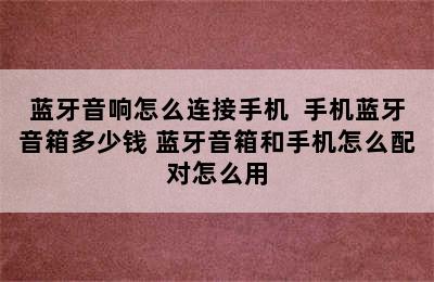 蓝牙音响怎么连接手机  手机蓝牙音箱多少钱 蓝牙音箱和手机怎么配对怎么用